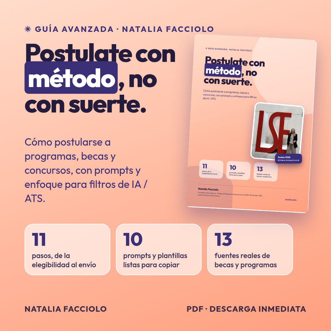 Guía Avanzada Postulate con método, no con suerte: PDF con 11 pasos, 10 prompts y 13 fuentes reales